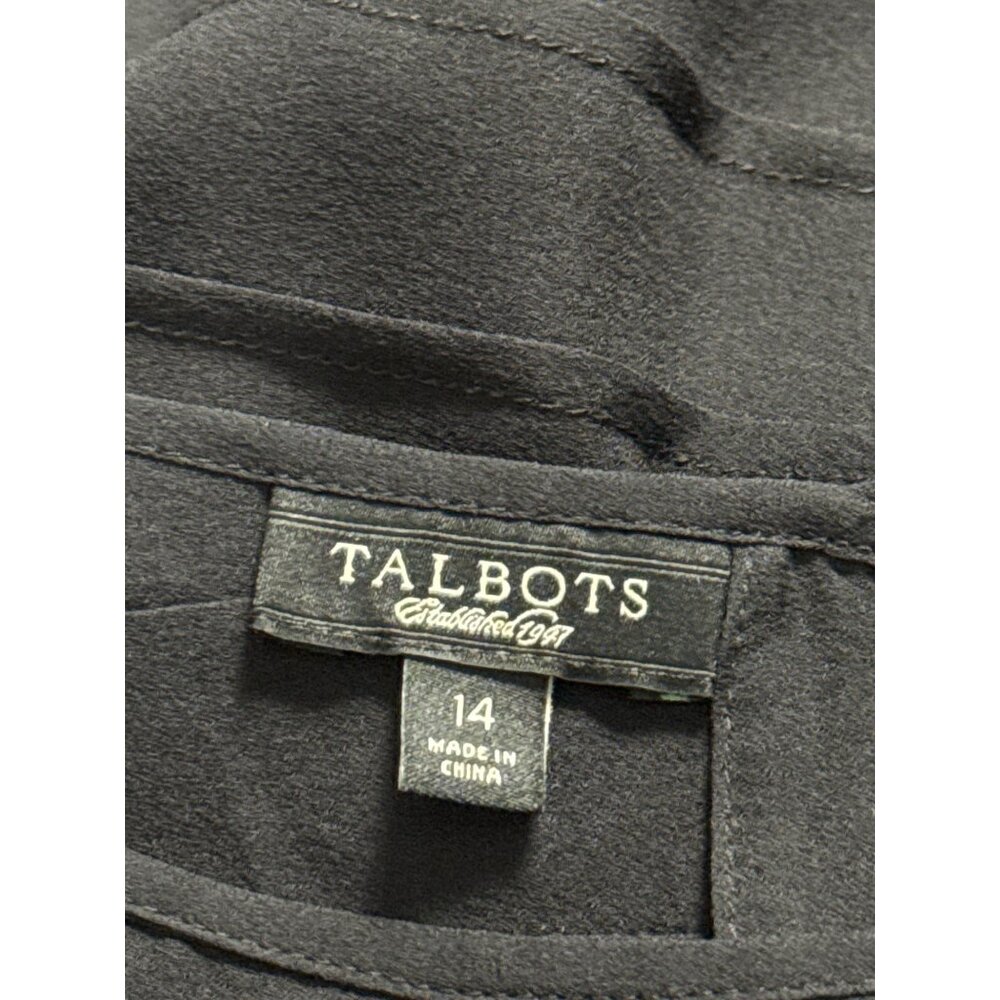 Talbots Black Sheer Striped Long Sleeve Blouse Size 14 Keyhole Back - Picture 5 of 6